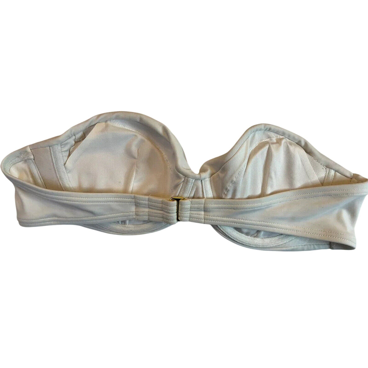 Victoria's Victoria Secret Bikini 34B, White With Gold Rhinestones, Padded - EUC