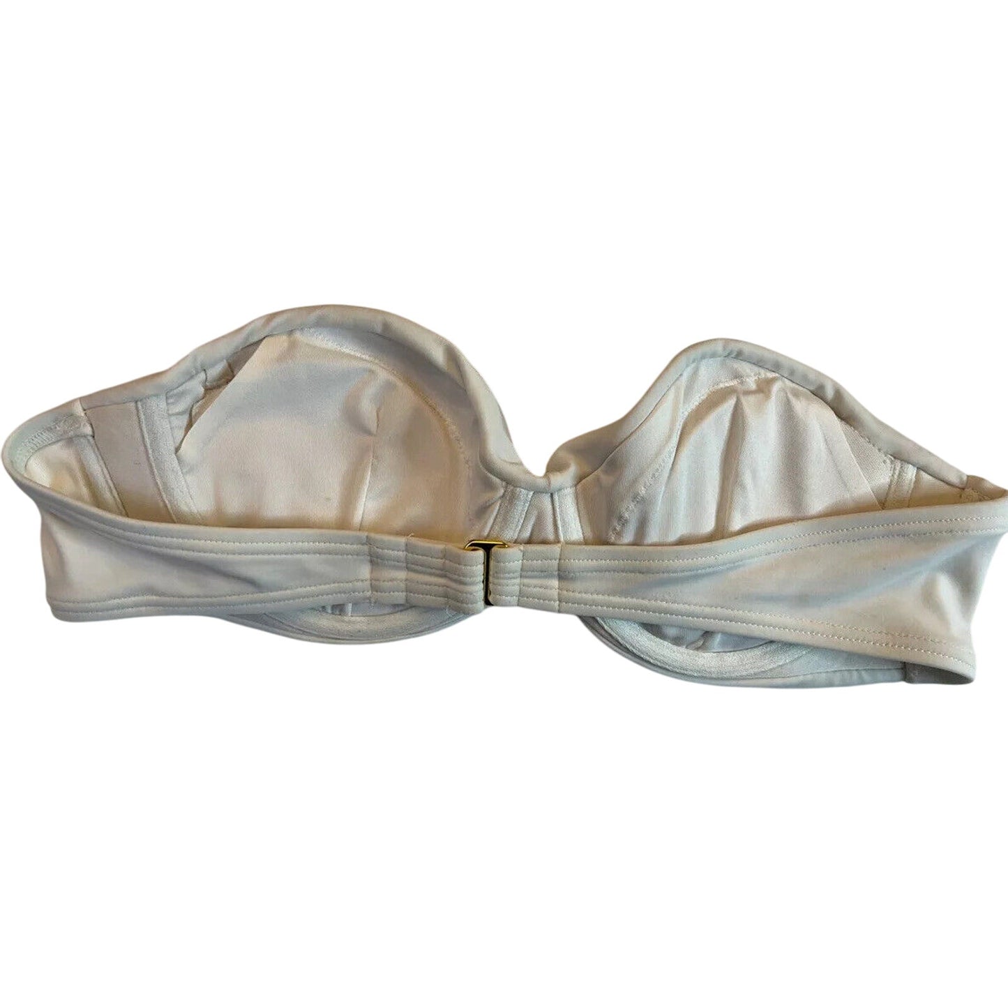 Victoria's Victoria Secret Bikini 34B, White With Gold Rhinestones, Padded - EUC