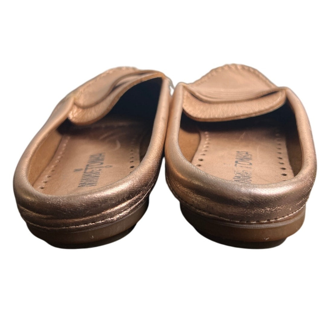 Minnetonka Gold Leather Upper Kate Mule Women's Size 9.5