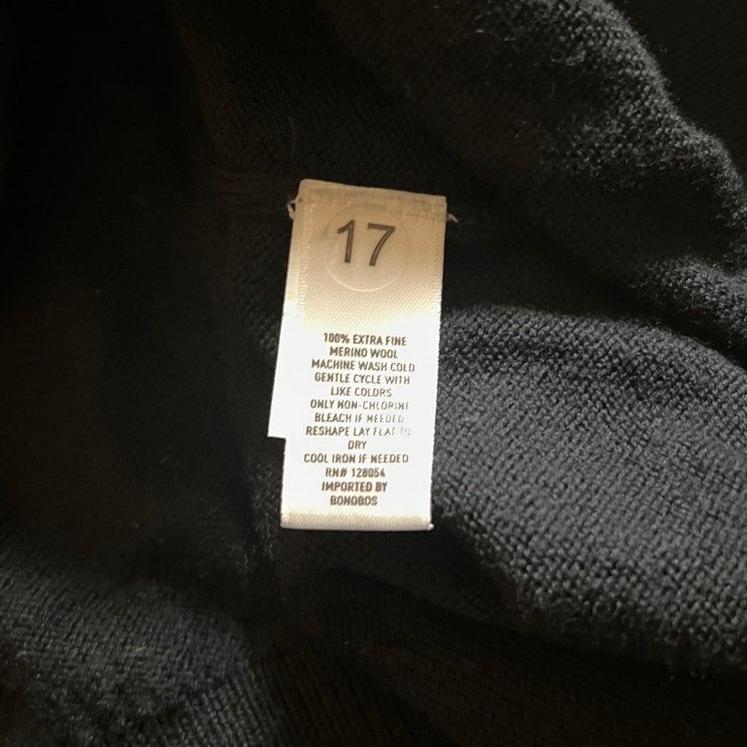 Bonobos Sweater Mens XL Black V-Neck Long Sleeve Fine Merino Wool Lightweight
