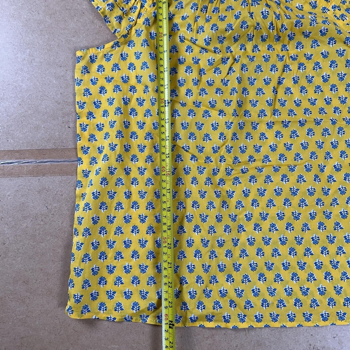 J.CREW Blouse Womens M Yellow Floral Flutter Sleeve Ruffle Button Cotton