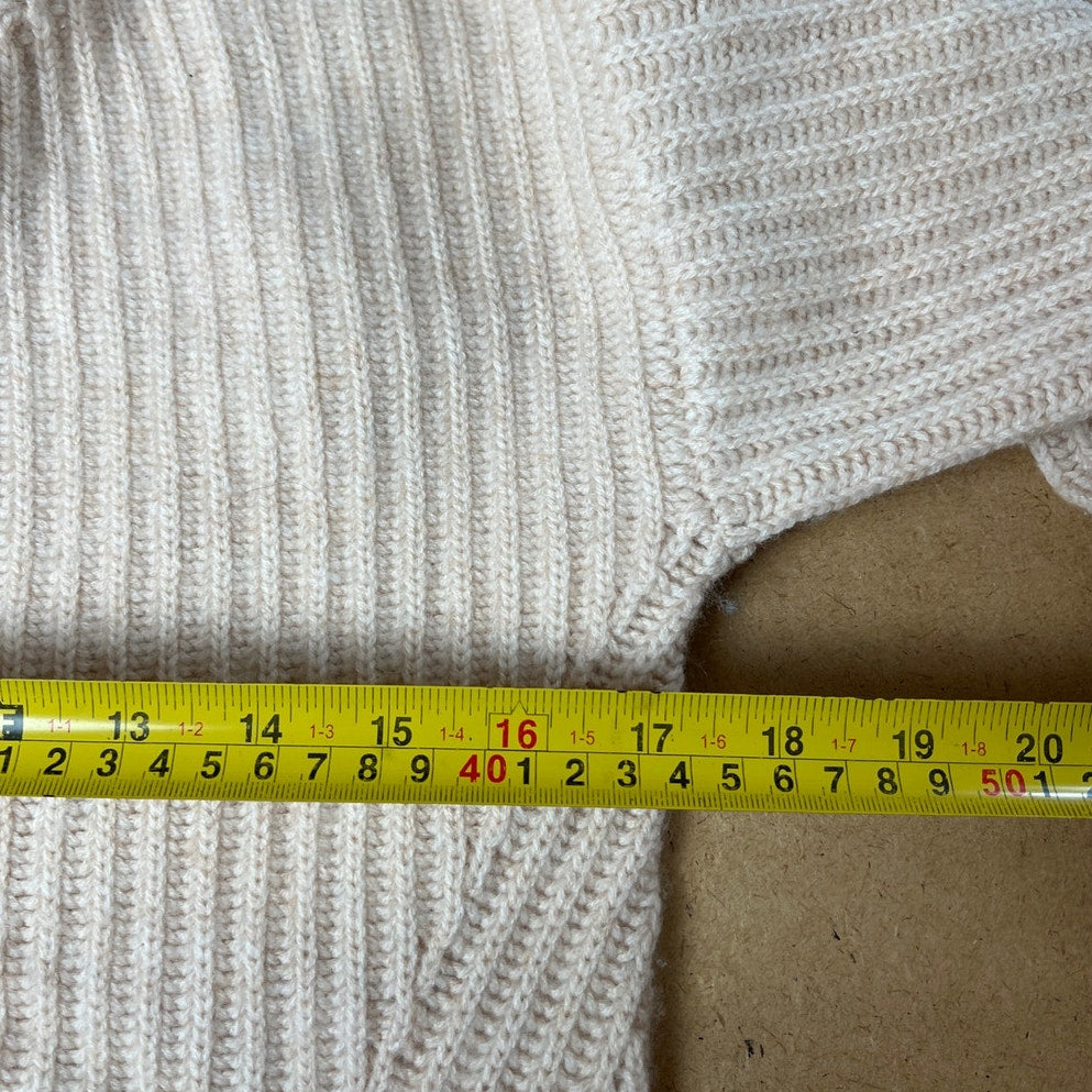 Naadam Merino Wool Cashmere Fisherman Turtleneck Winter White Women's size Small