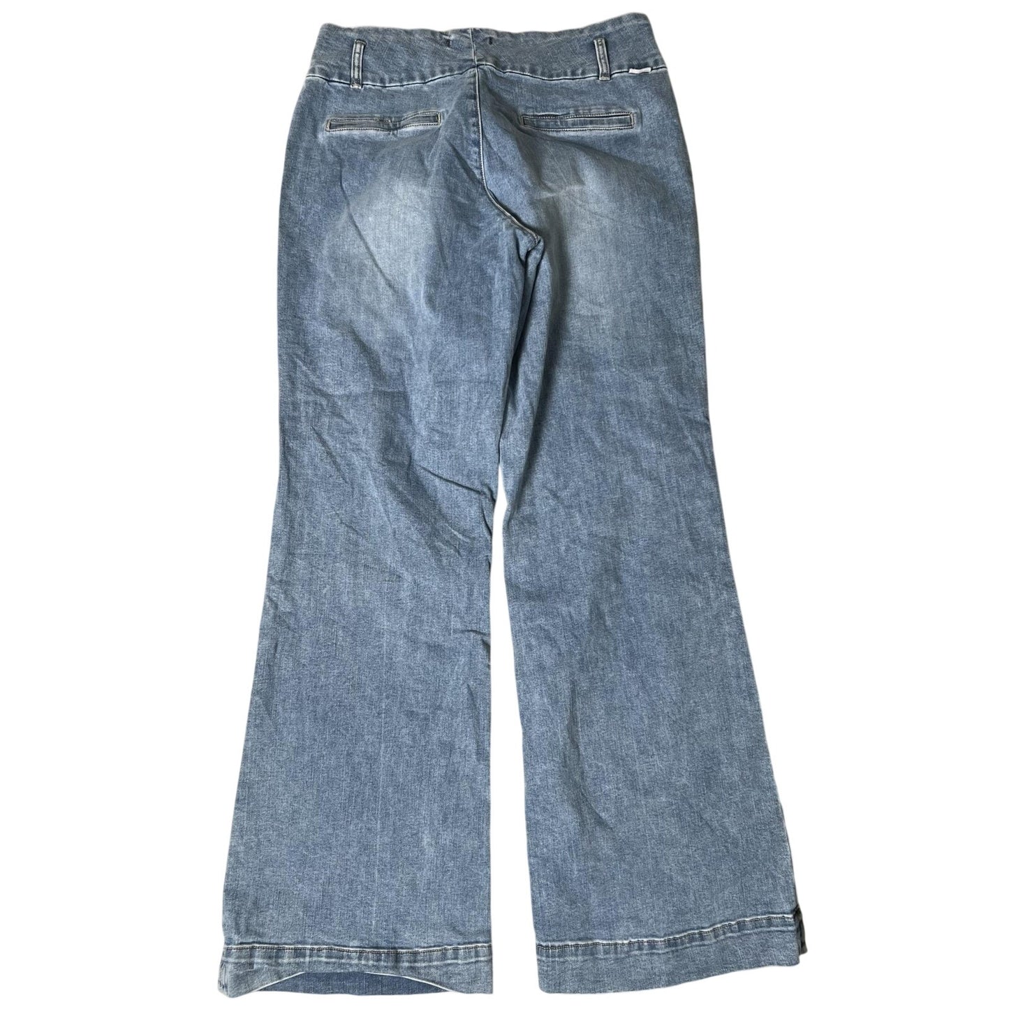 Dear John Pants Womens 31 Blue Wide-Leg Denim Chino Pockets Zip Button