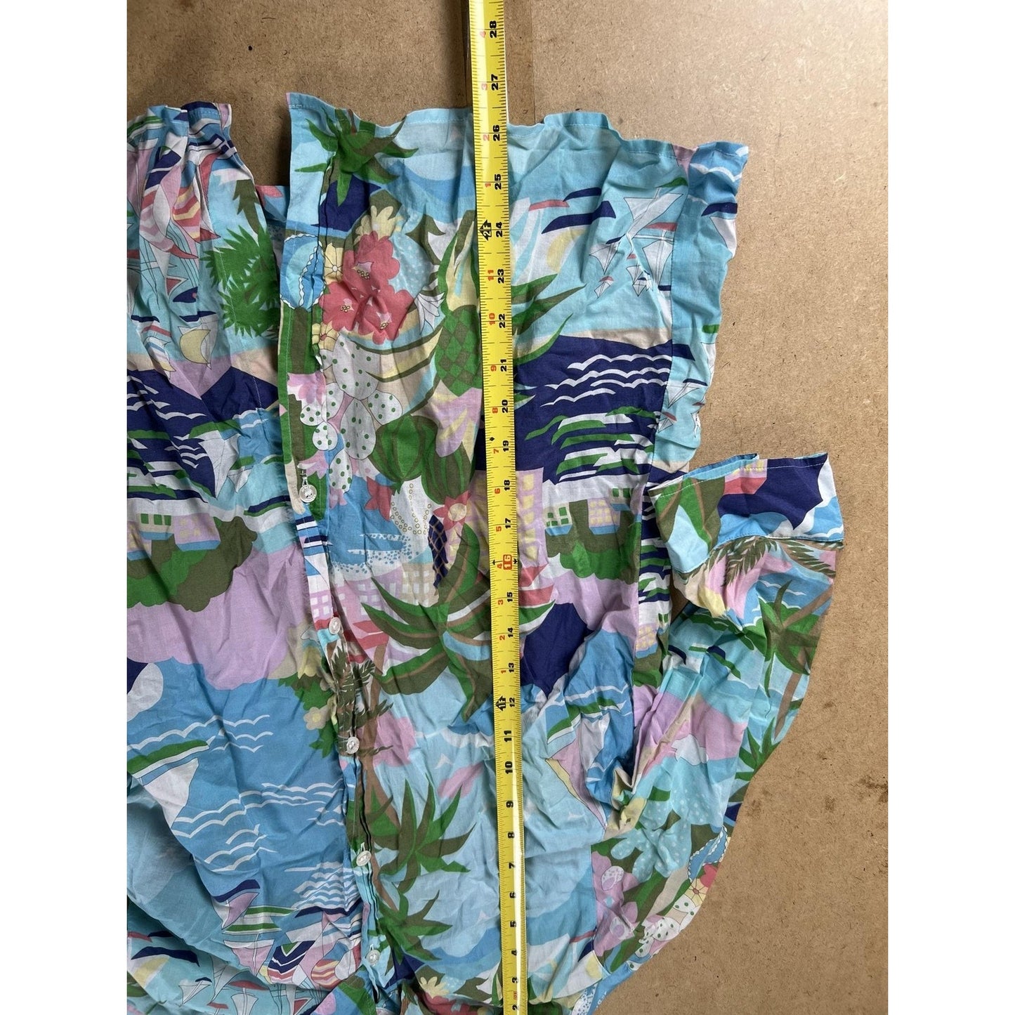 Escada Sport Tunic Womens M Blue Floral Button-Up Cotton Lightweight Relaxed