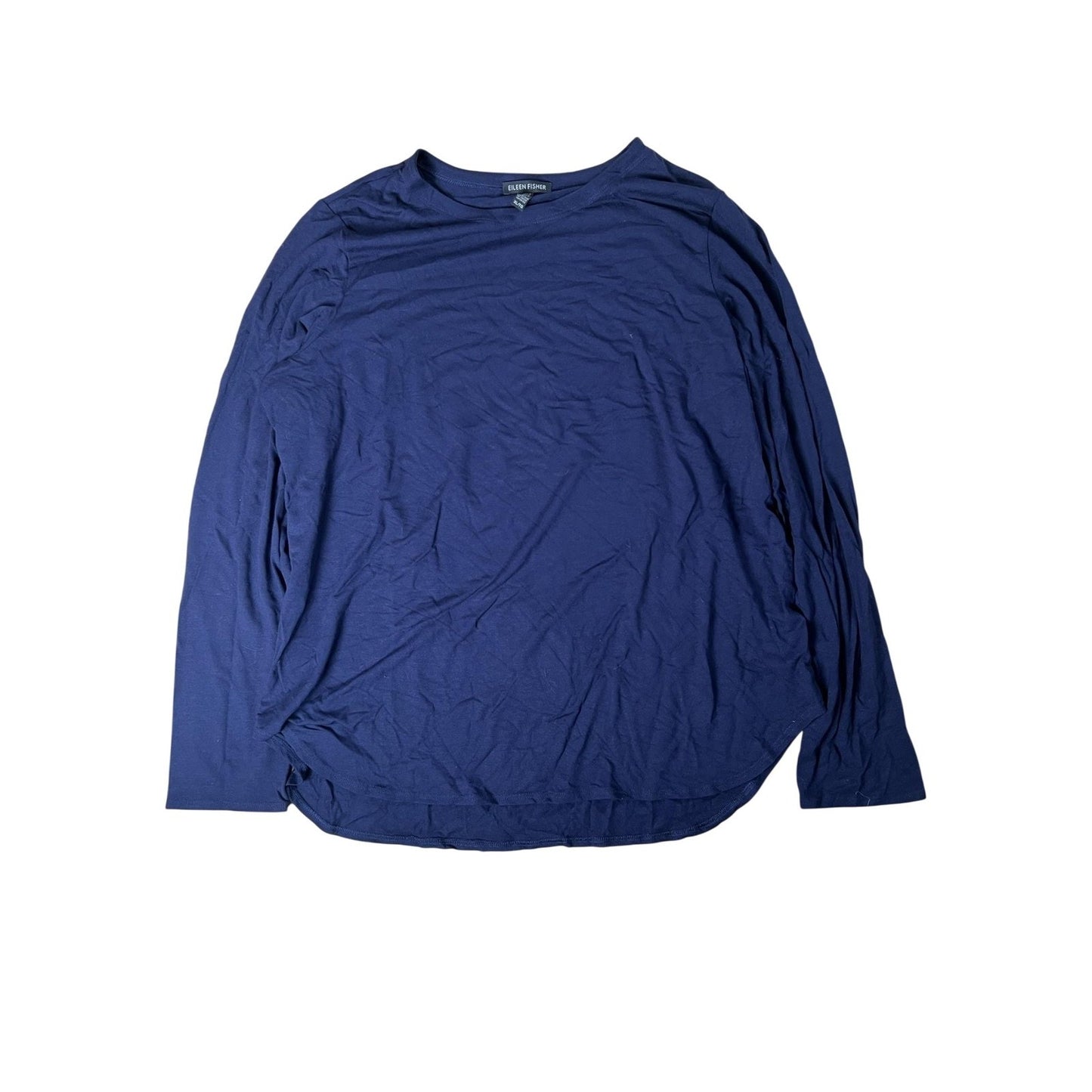 EILEEN FISHER Tunic Womens M Blue Round Neck Long Sleeve Viscose Jersey Relaxed
