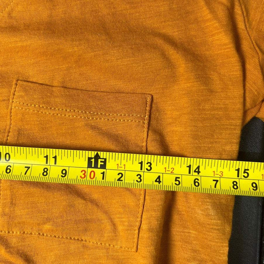 Madewell Size XS Women Orange T-shirt 100% Cotton V-neck Pocket Tee