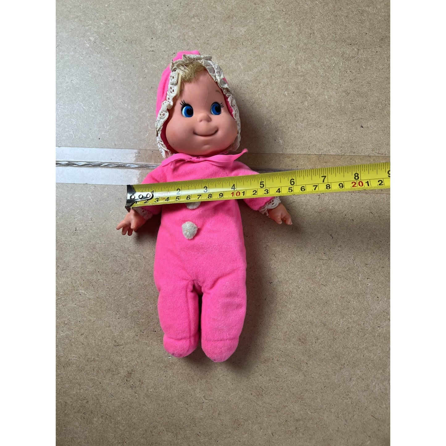 Vintage Mattel Baby Beans Doll Pink 12in Hong Kong Cloth Vinyl Head Toy