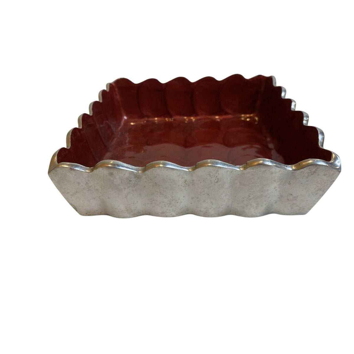 Julia Knight 5” Cocktail Napkin Holder Peony Pomegranate Dish Square 6”x6” - EUC