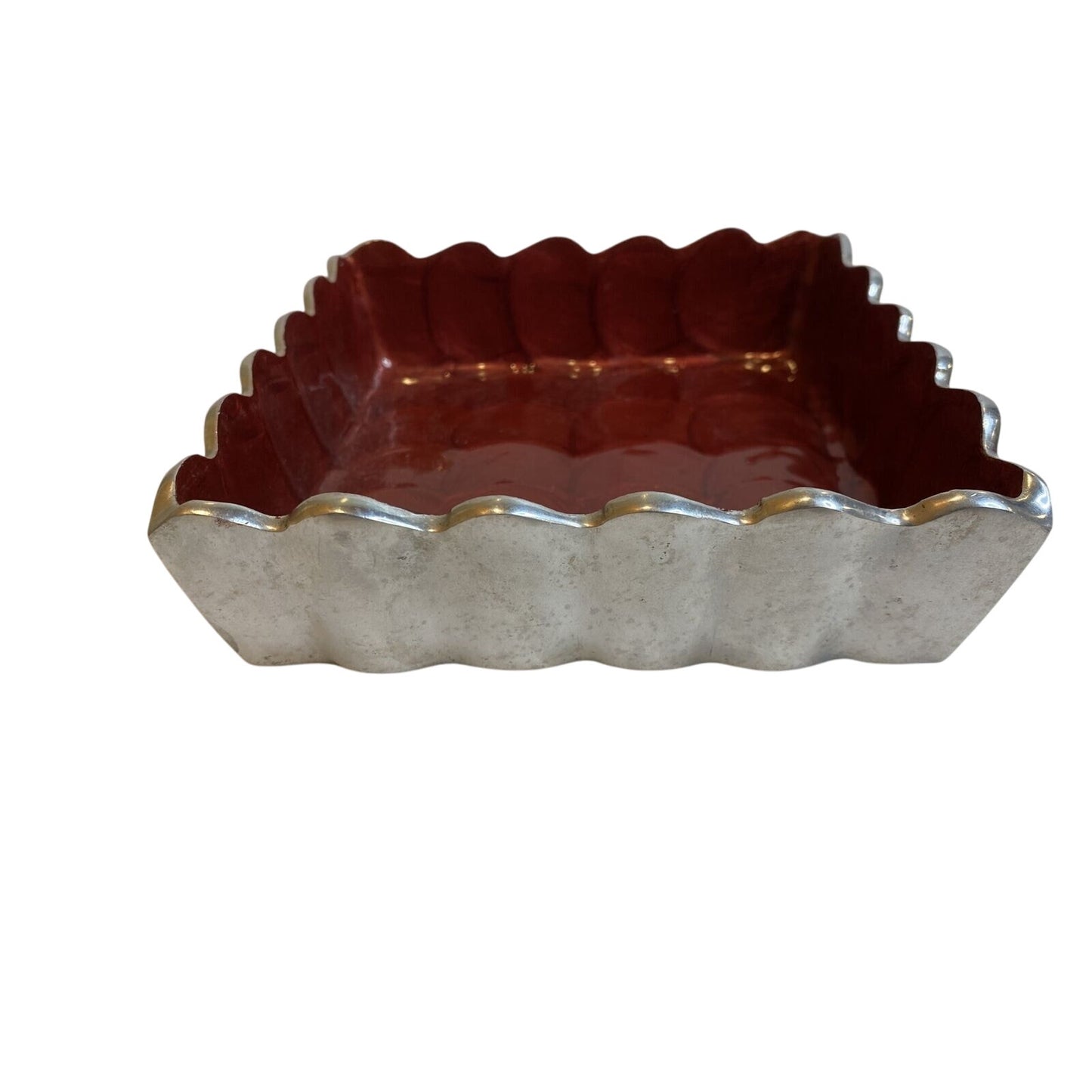 Julia Knight 5” Cocktail Napkin Holder Peony Pomegranate Dish Square 6”x6” - EUC