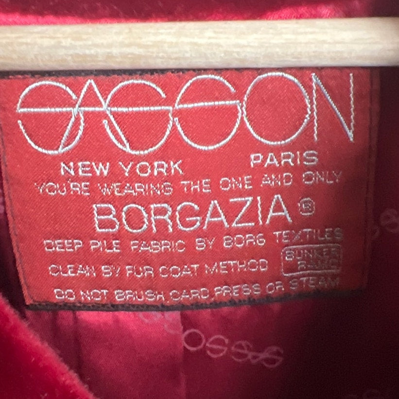 Vintage Sasson Borgazia Plush Faux Fur Coat Burgundy *Dimensions in Picture*