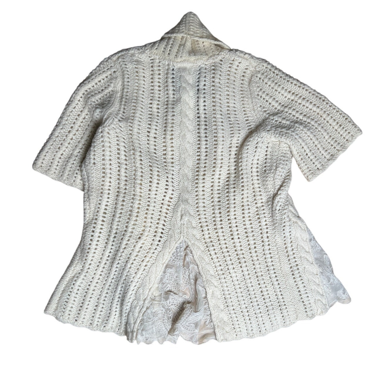 Guinevere by Anthropologie Knitted and Lace Cream Vintage Inspired Sweater Size S