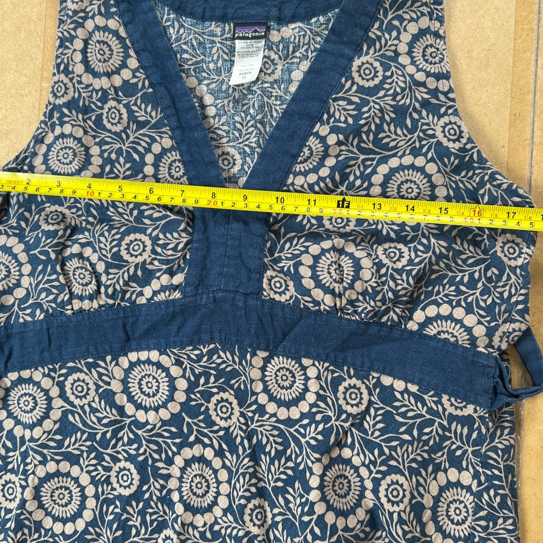 Patagonia Blue/Tan Pullover Sleeveless Dress Size 10
