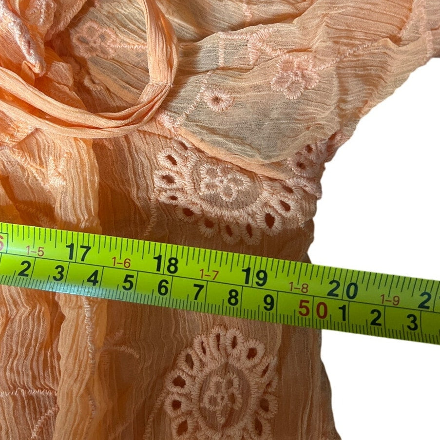 Anthropologie Floreat Eyelet Tangerine Orange Off Shoulder Ruffle Blouse Women's Size XS