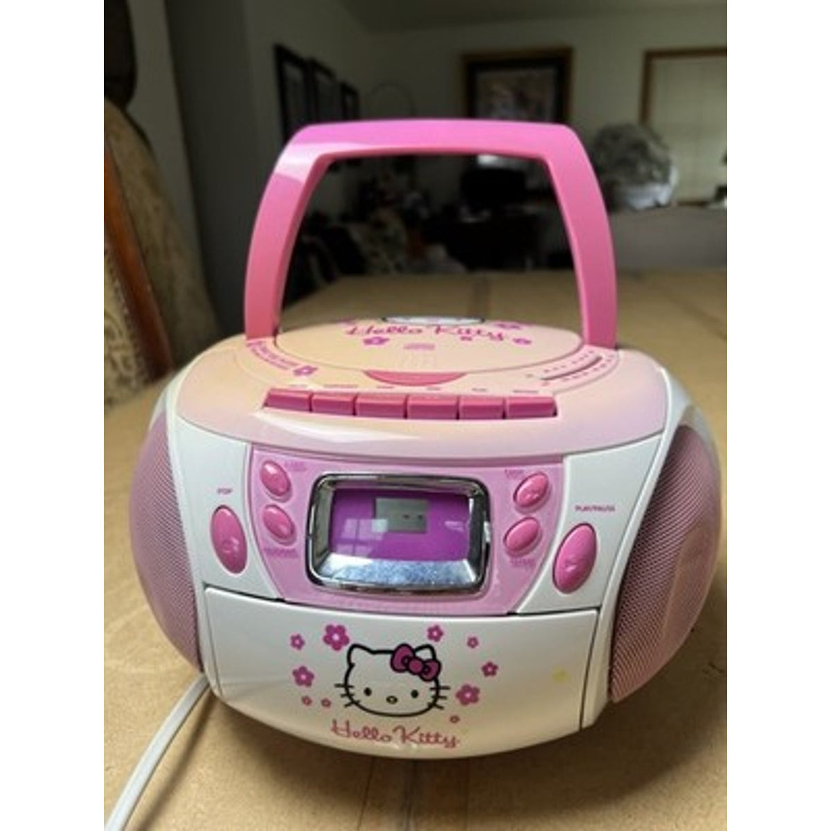 Hello Kitty Pink CD Cassette Boombox Radio Portable Player Recorder AM/FM W Cord
