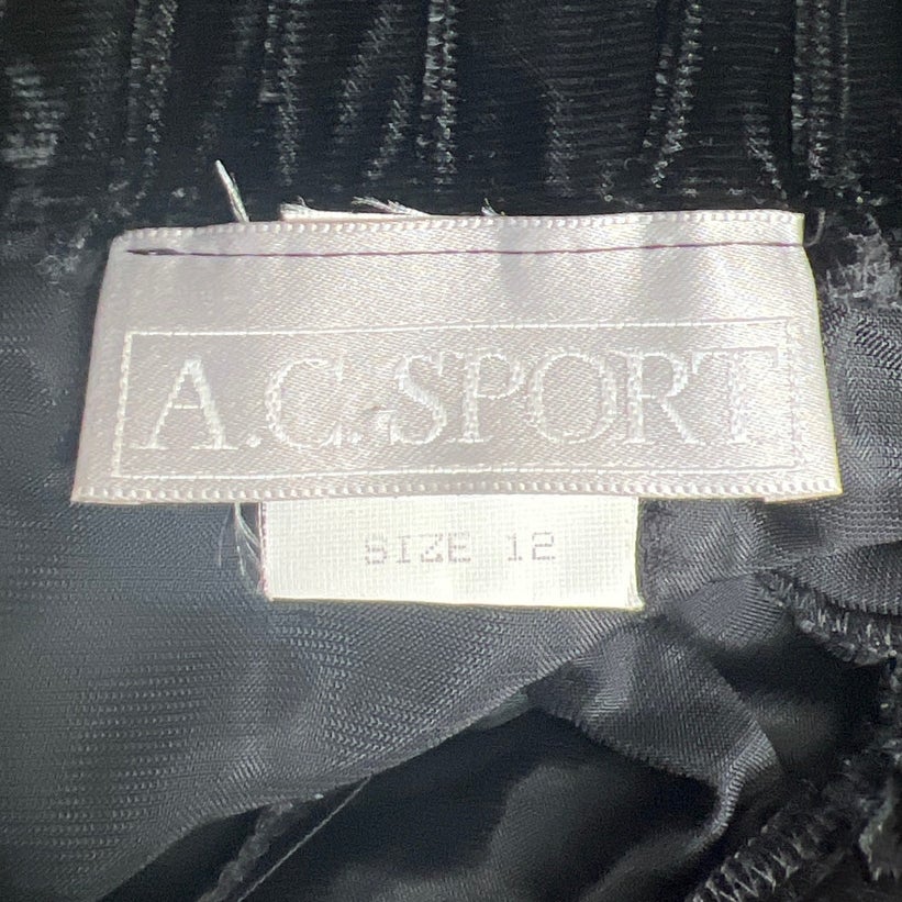 A.C. Sport Size 12 Black Velvet Long Women Skirt