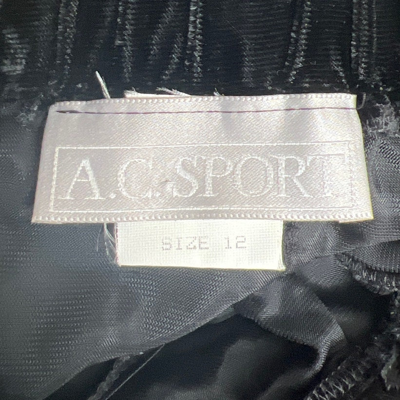 A.C. Sport Size 12 Black Velvet Long Women Skirt
