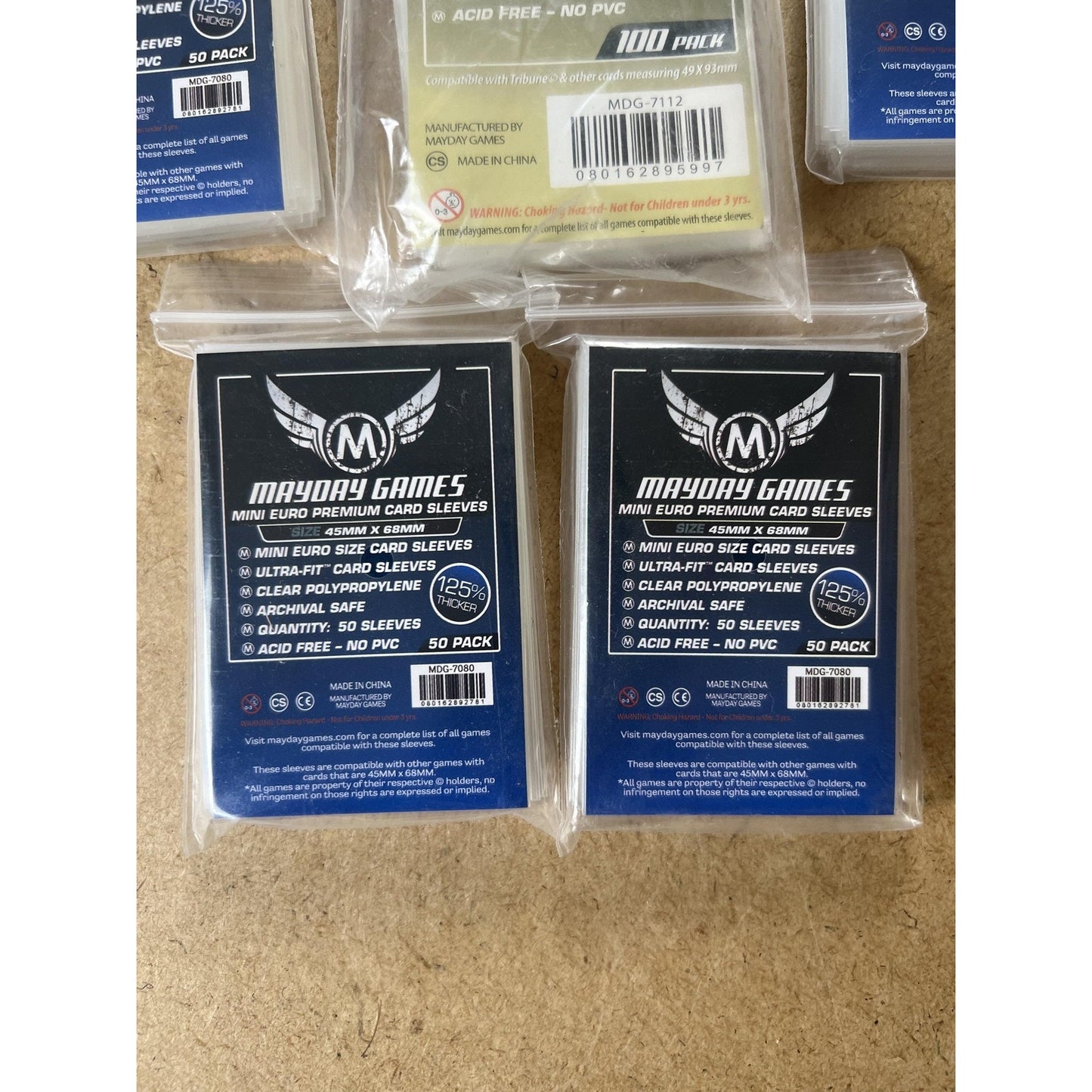 Mayday Games Card Sleeves Clear 100 Pack 49x93mm Premium Polypropylene