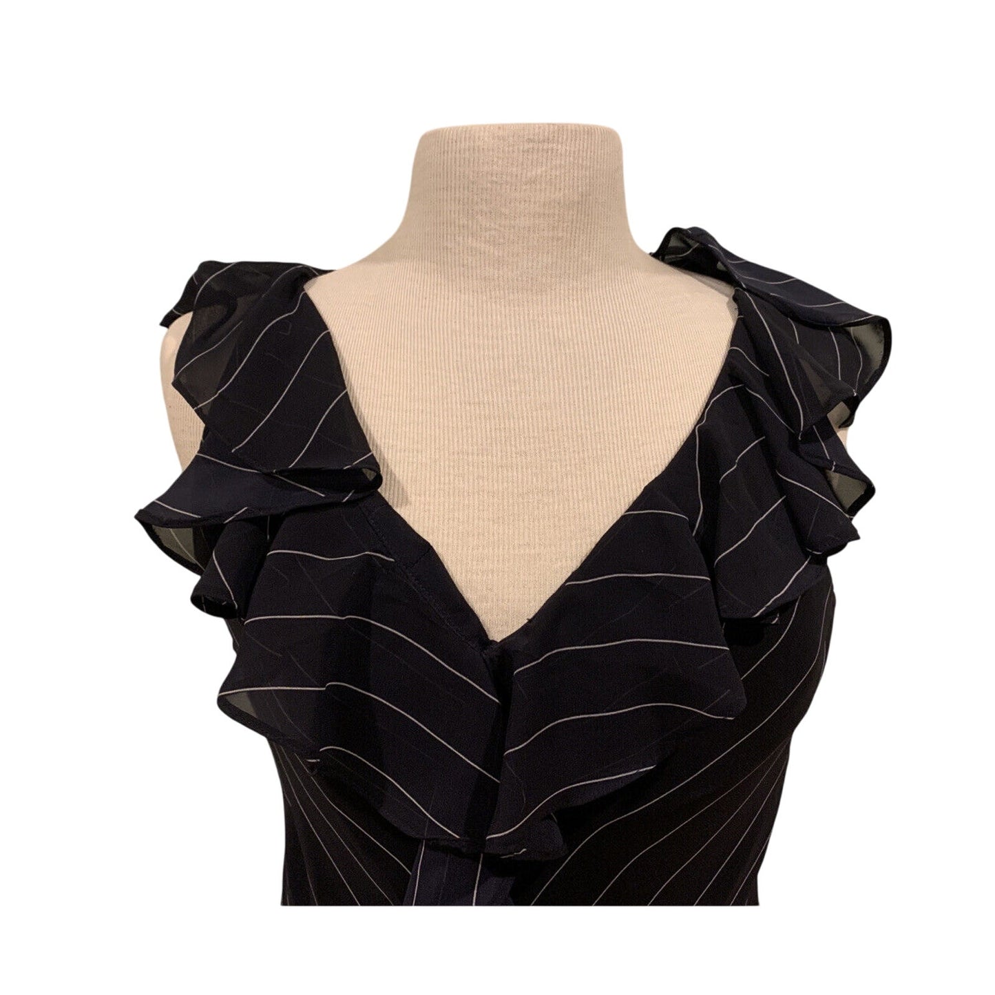 American Living Women's Maxi Dress Sleeveless Black And White Striped Size 8