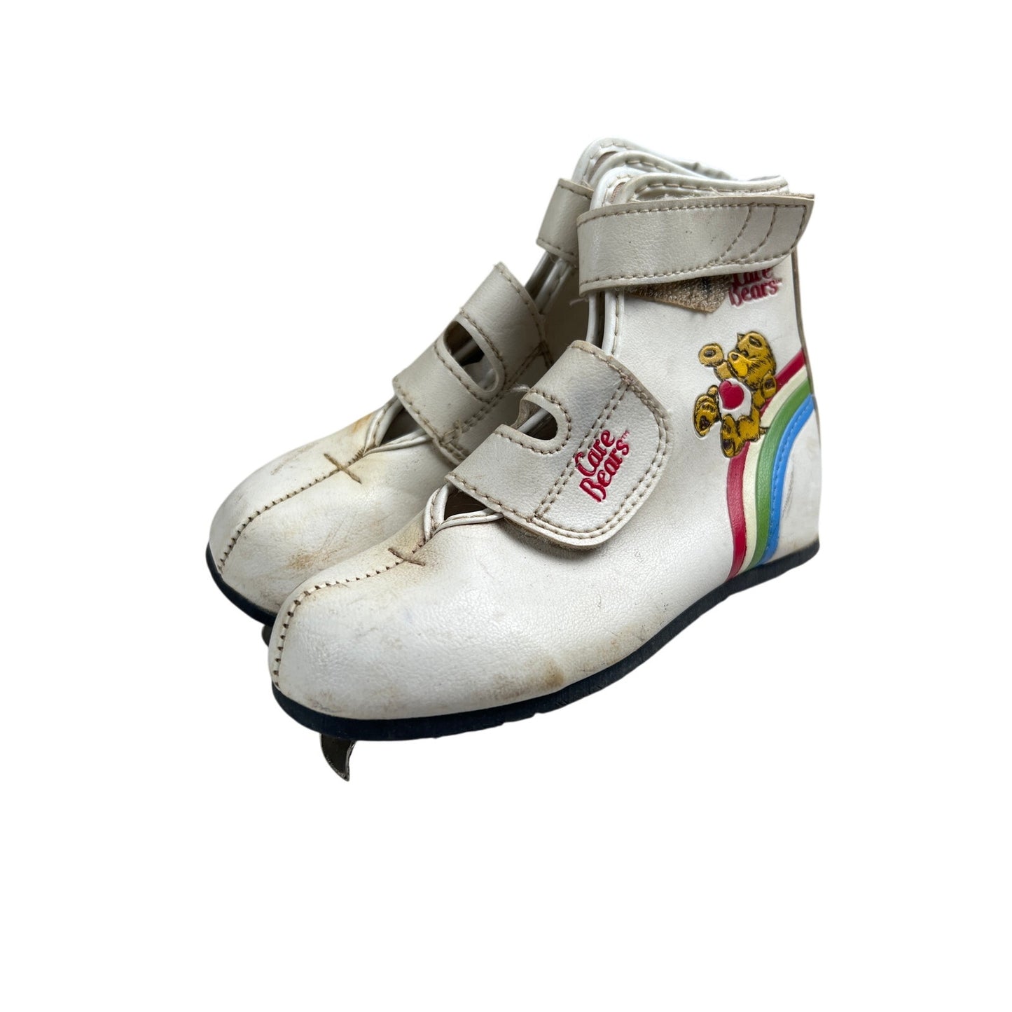1983 Care Bear Kid Ice Skates White Size 11J Rainbow Style Youth