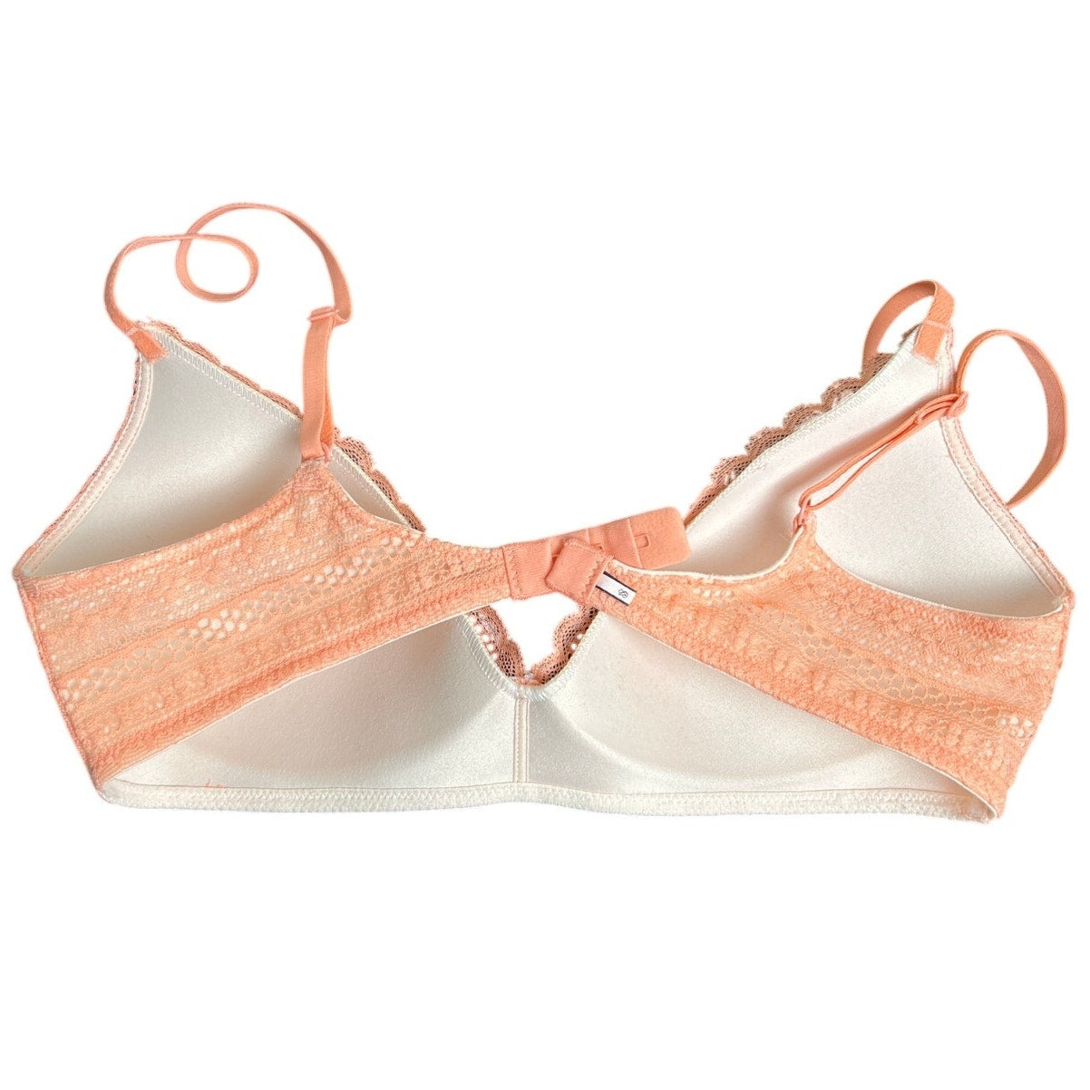 Victoria's Secret Coral Crochet Lace Plunge Demi Bra Size 34C