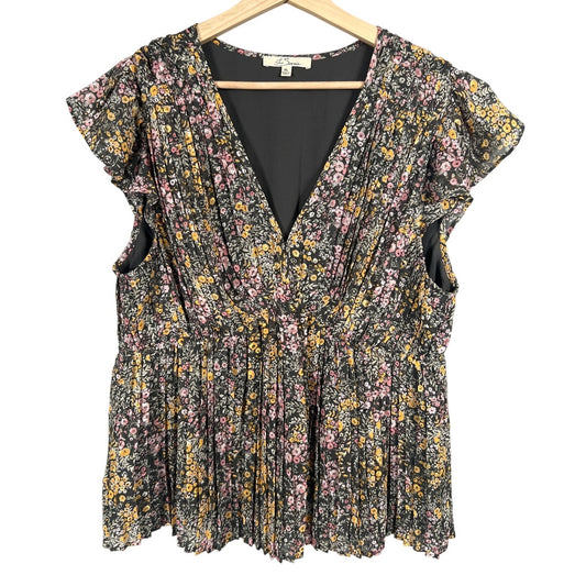 Les Serein 100% Polyester XL Renee Floral Top
