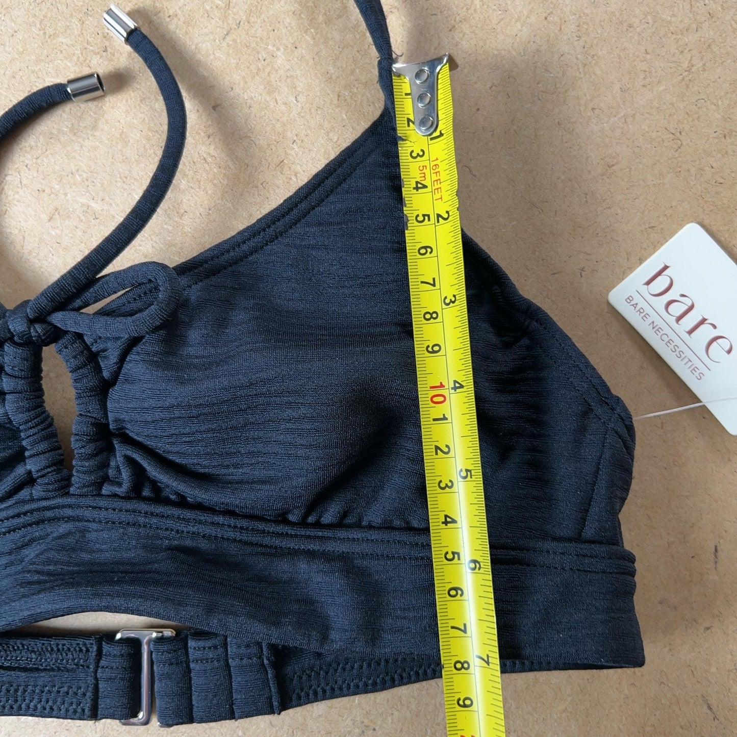 Bare Necessities Swim Top Womens S Black Halter Lined Adjustable Bow Bikini