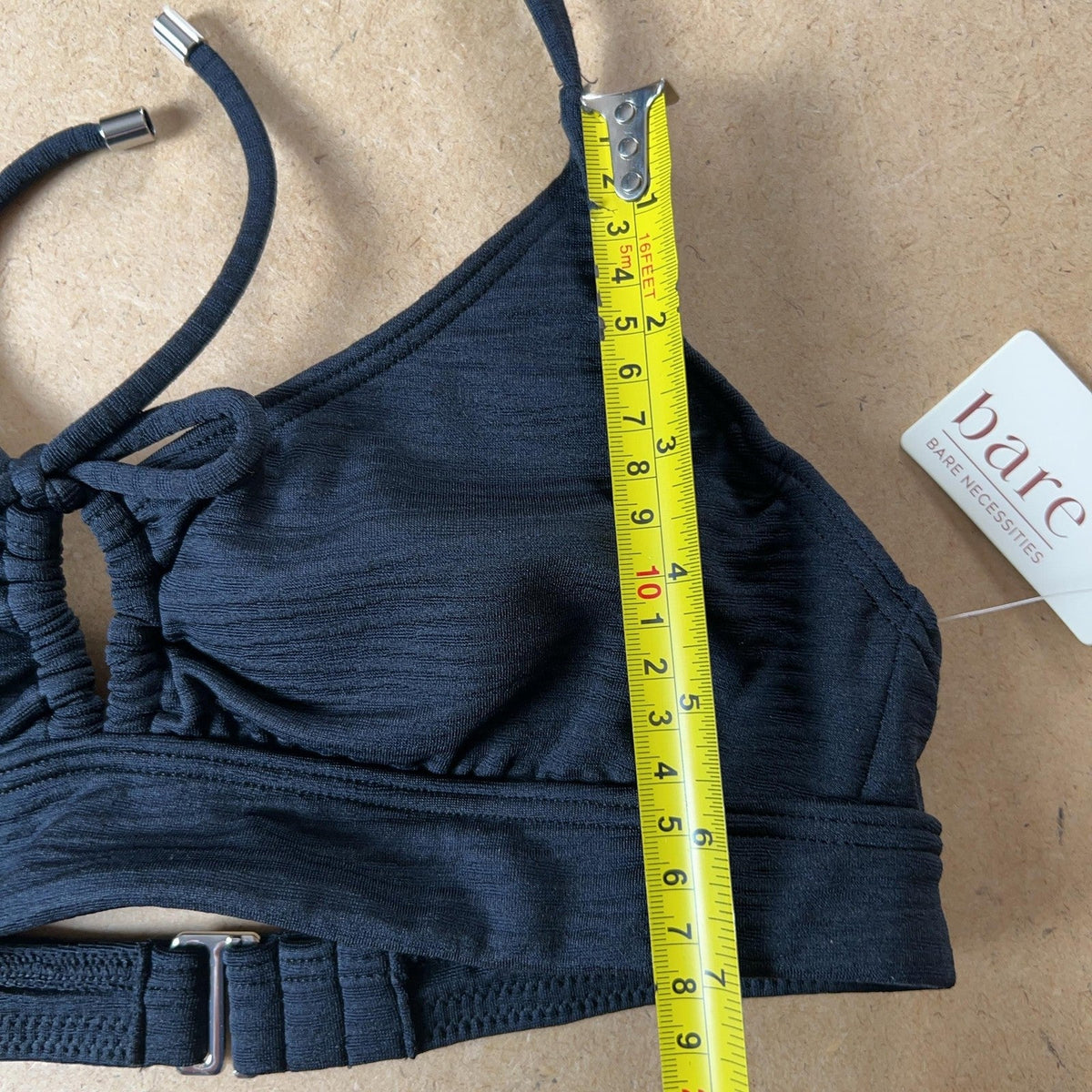 Bare Necessities Swim Top Womens S Black Halter Lined Adjustable Bow Bikini