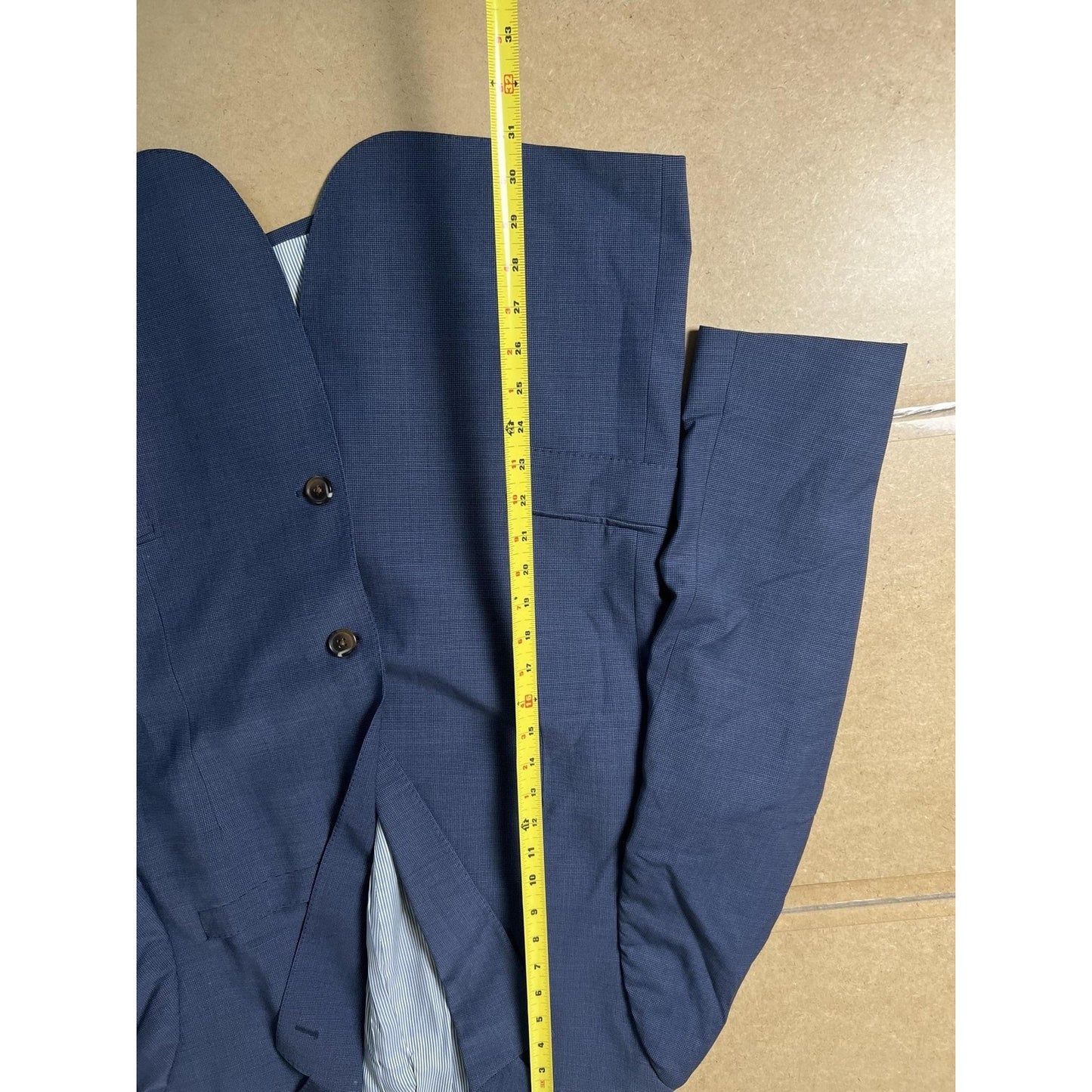 Blazer Mens 44 Blue Wool-Blend Flap Pocket Two-Button Notch Lapel Made In Egypt