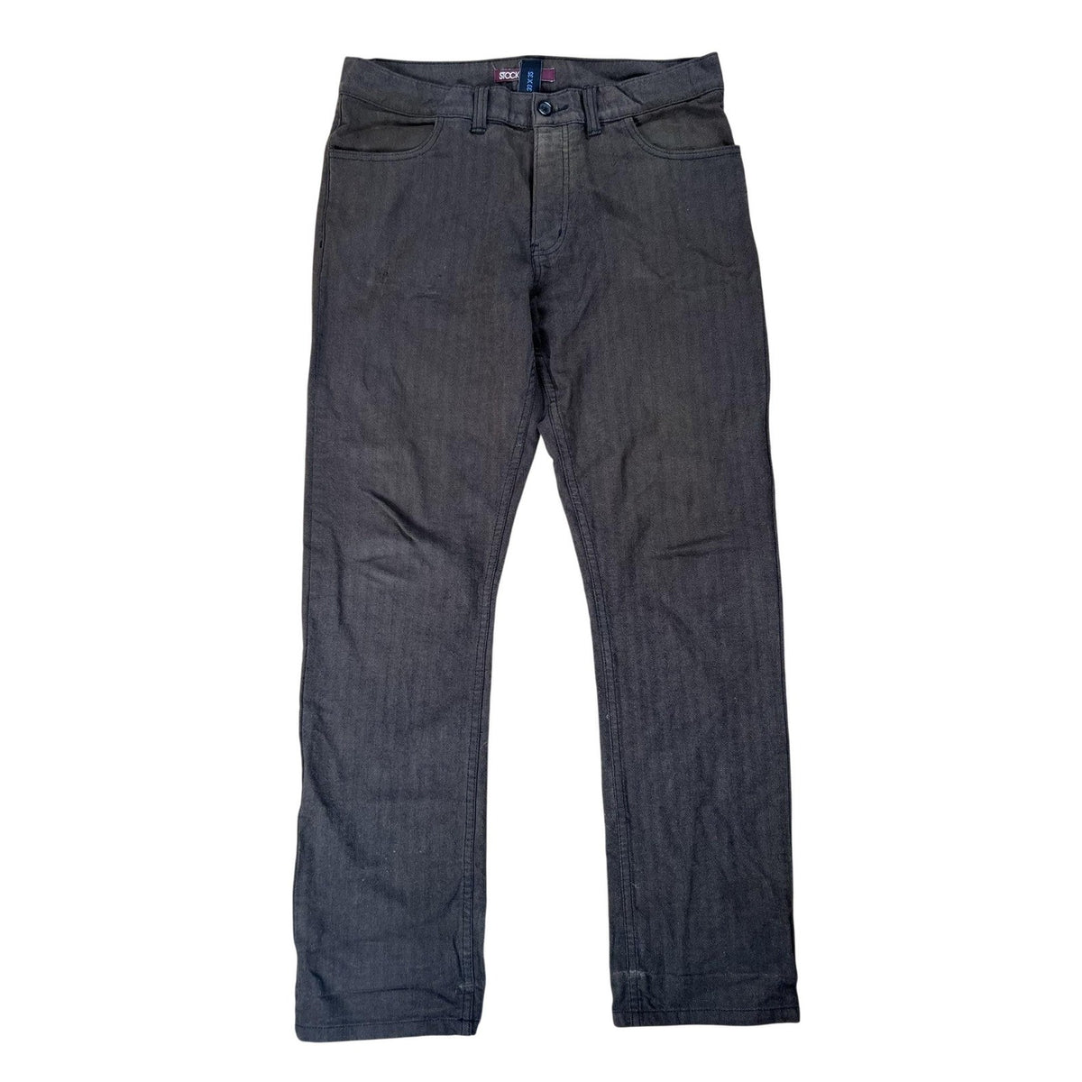 STOCK Pants Mens 33x32 Gray Chino Slim Denim Herringbone Cotton Flat Front