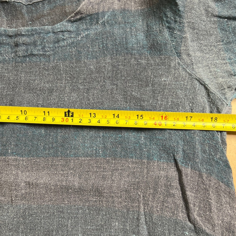 LUUKAA Lagenlook Navy Grey Striped Linen Oversized Tunic Shift Dress Size 6
