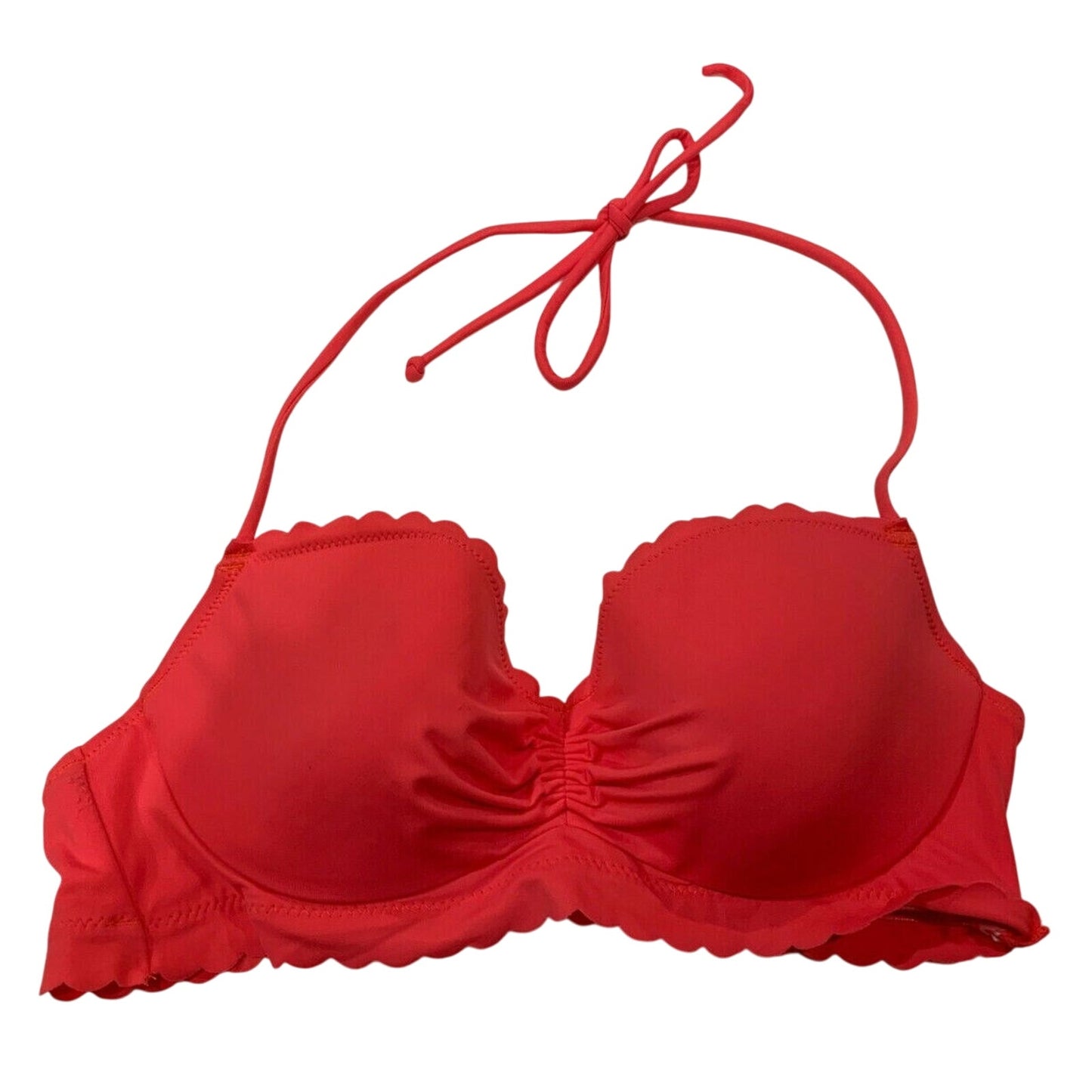 Victoria's Victoria Secret Bikini Top Pink Padded Halter Fringe Size 34B - EUC