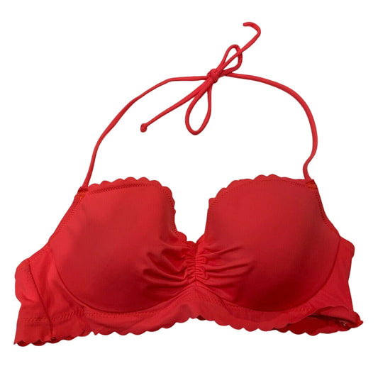 Victoria's Victoria Secret Bikini Top Pink Padded Halter Fringe Size 34B - EUC