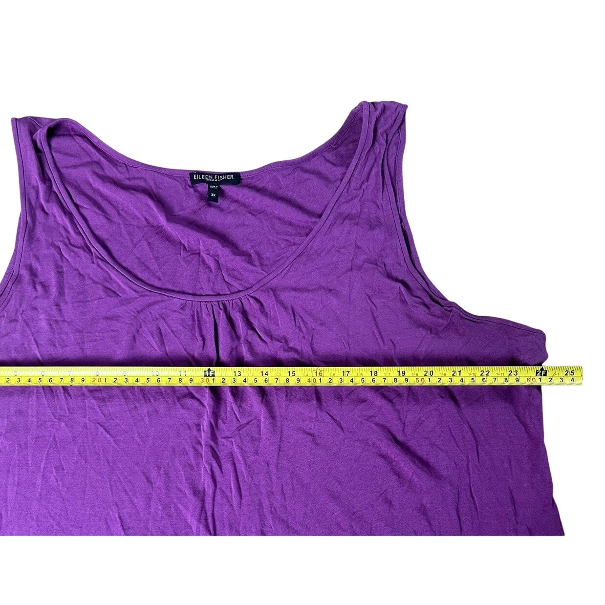 Eileen Fisher Tank Womens 3X Purple Jersey Scoop Neck Pleated Silk Relaxed