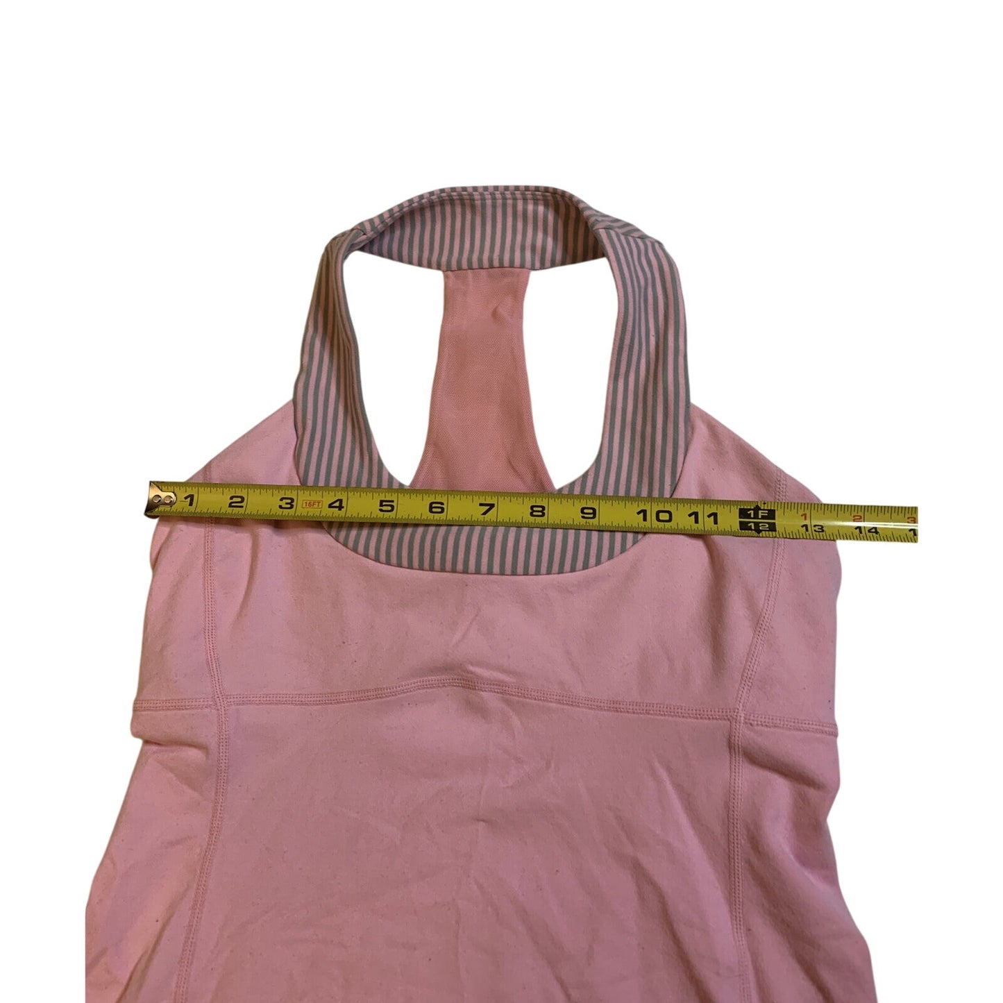 lululemon racerback light pink and striped athletic tank top Size 6