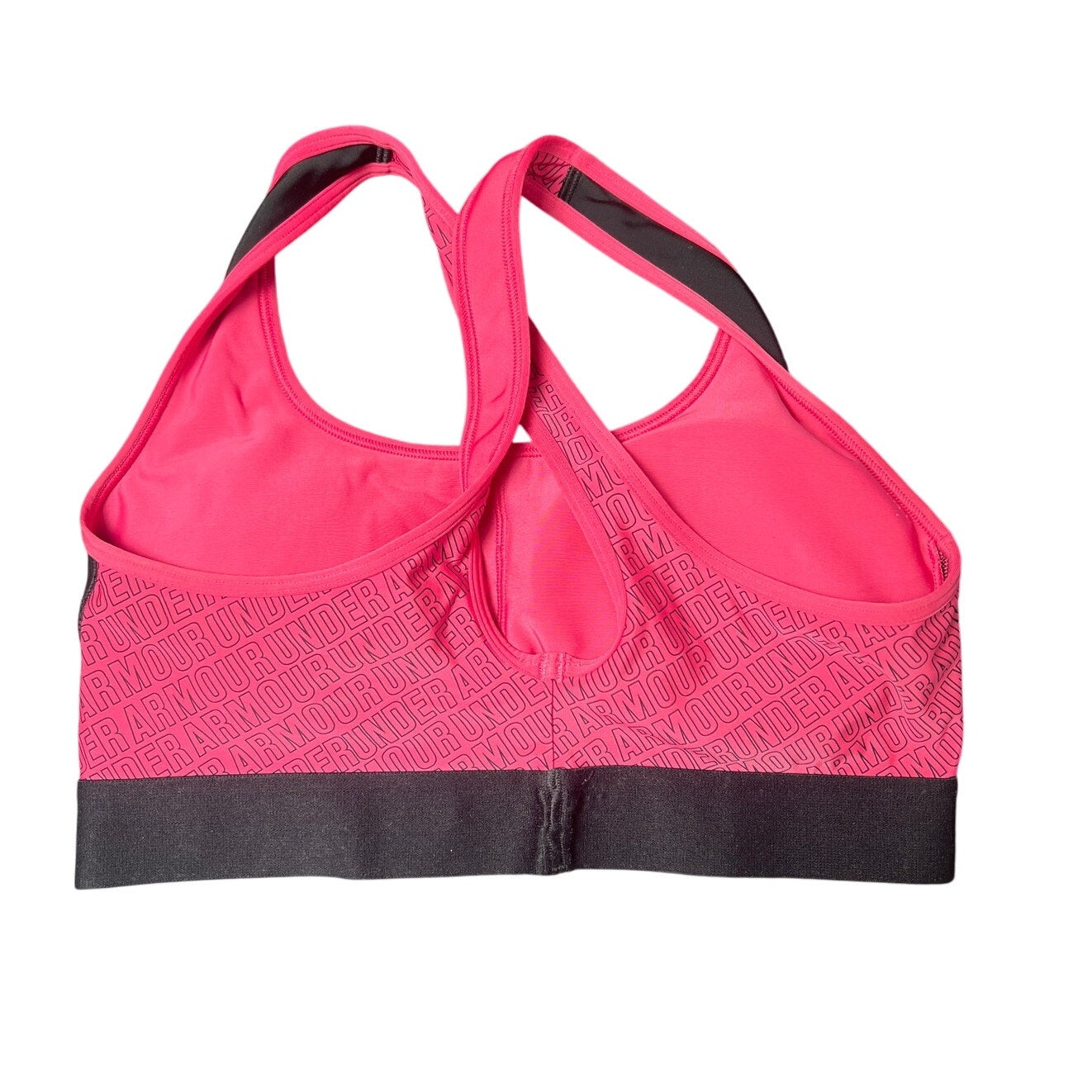 Black Pink Under Armour Sports Crossback Size M Removeable Pads Form Fitting
