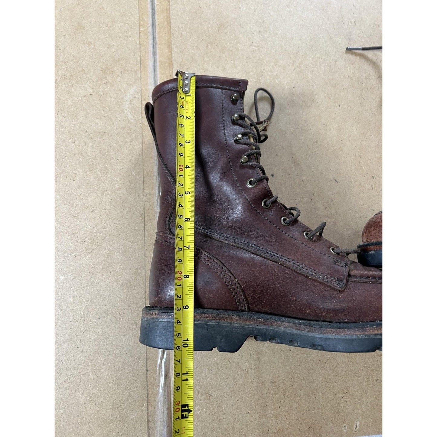Combat Boots Mens Size 9 Brown Leather Lace Up Mid Calf Workwear Lined