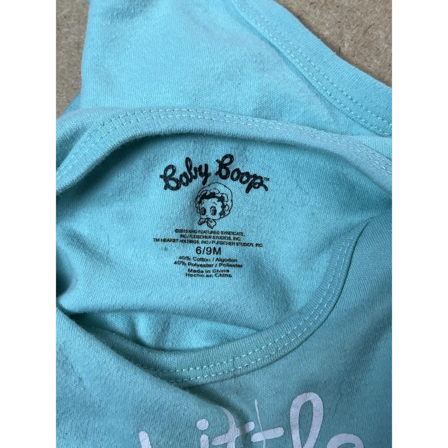 Baby Boop Romper Girls 6-9M Blue Little Sunshine Betty Boop Graphic One-piece