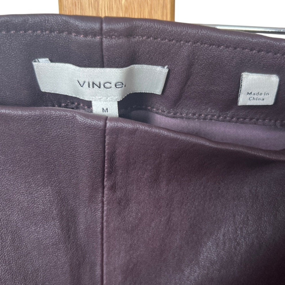 VINCE Lamb Leather Pants Womens Medium Black Low Rise Slim Straight Leg