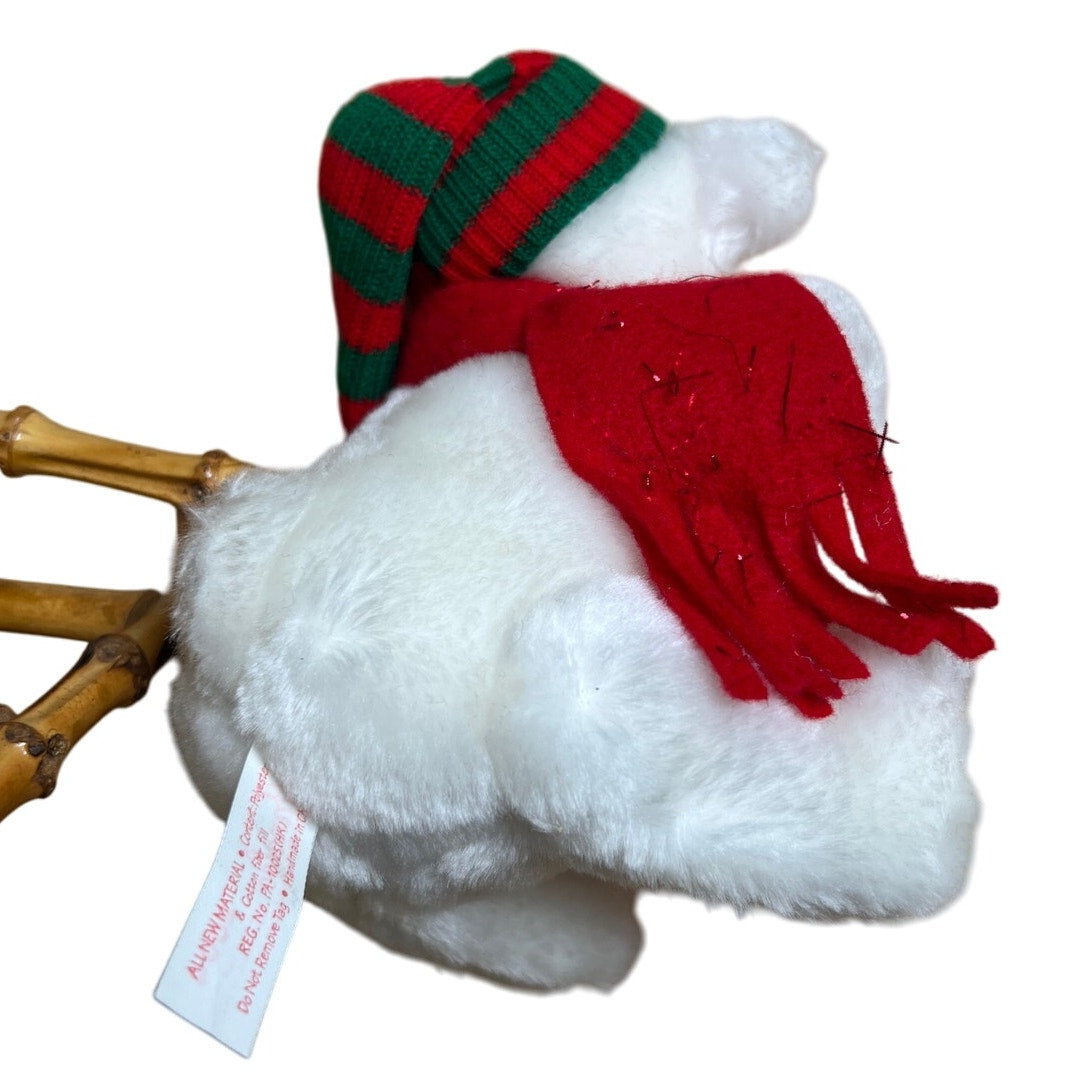 Annalee 2004 Christmas Bear Sitting on Wooden Chair Decoration