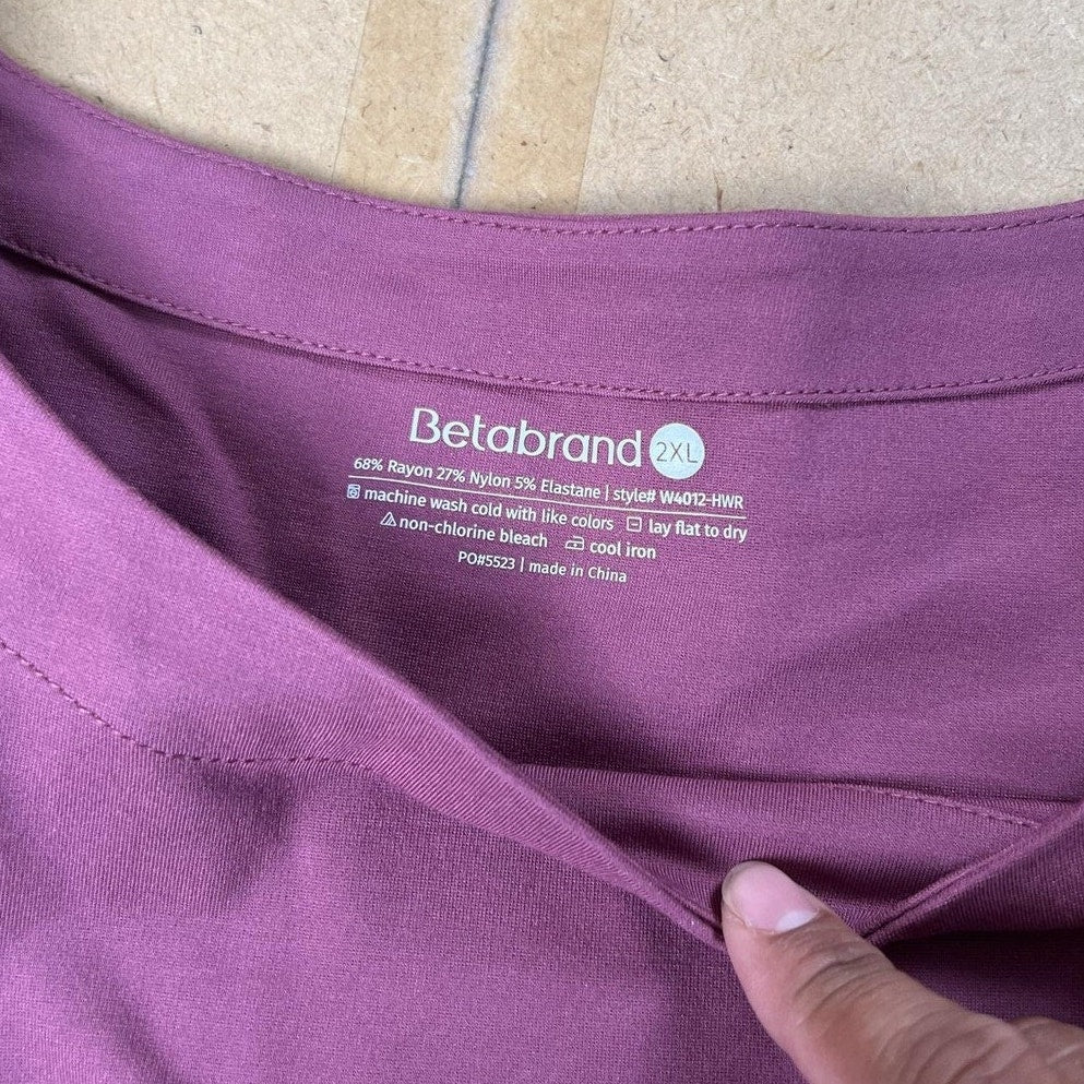 Betabrand Dress Womens 2XL Purple T-Shirt Dress Shift Knee Length Pockets