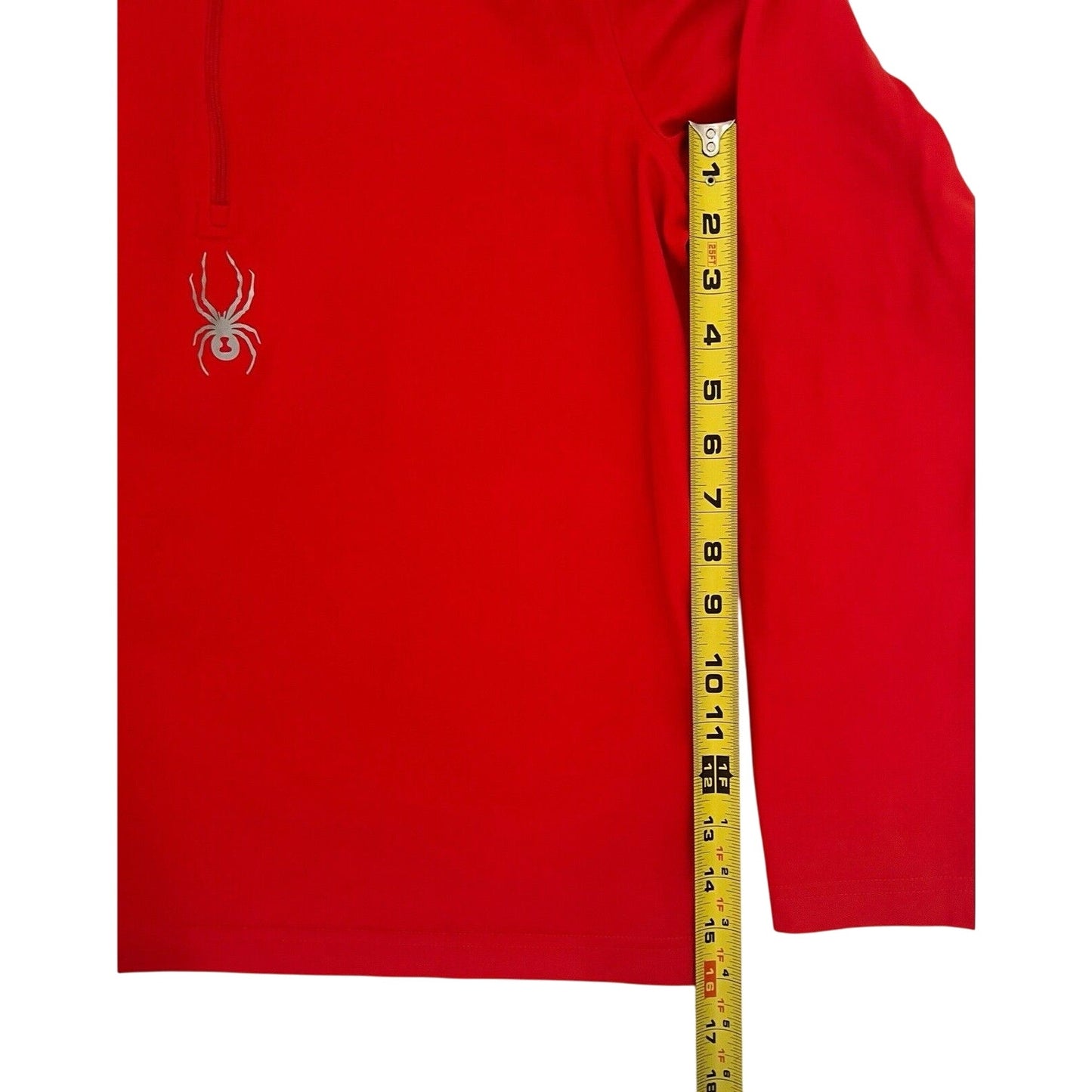 Spyder Mens Quarter Zip Short Jumper Medium Solid Red Pullover Long Sleeve