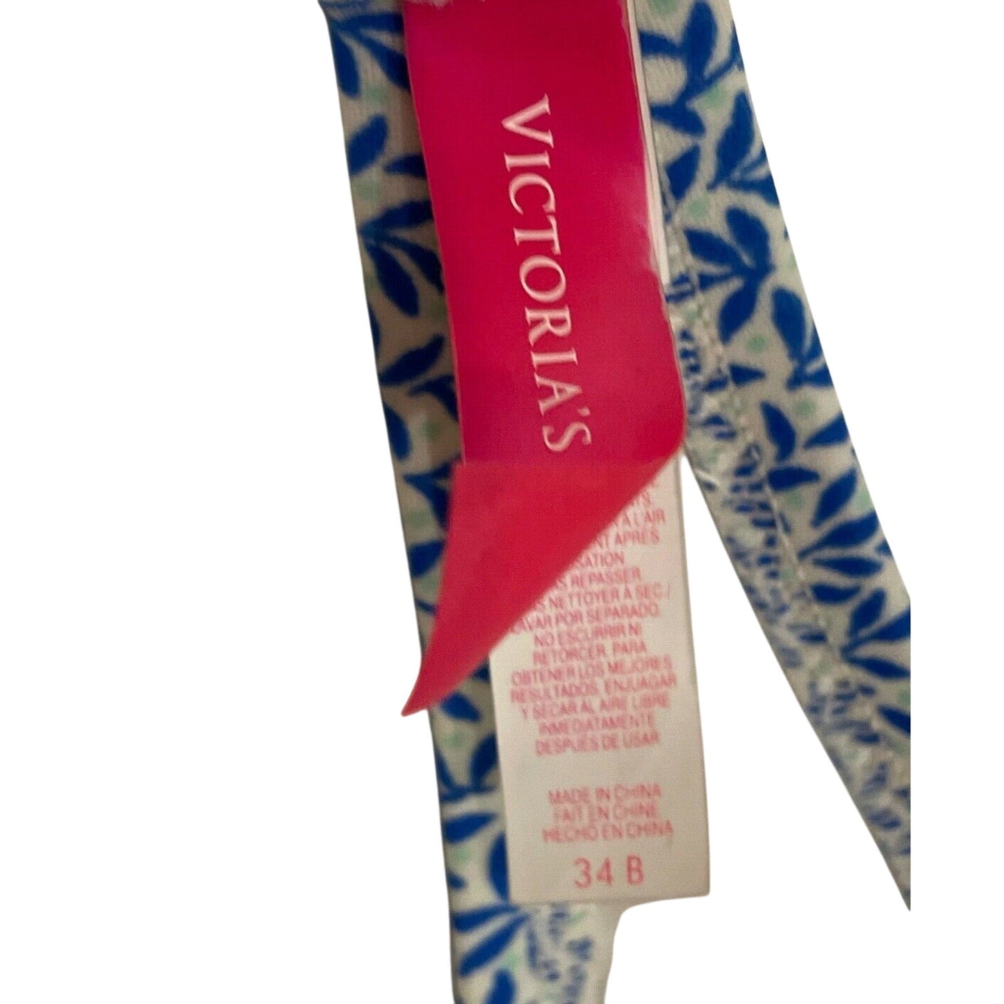 Victoria Victoria's Secret Blue Floral Halter Swimsuit Bikini Top Size 34 B EUC