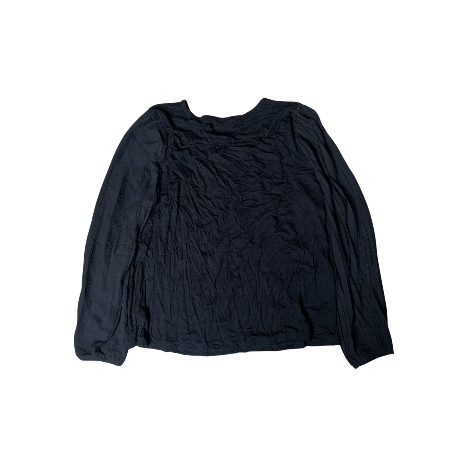 Talbots Blouse Womens XL Black Scoop Neck Jersey Pleated Long Sleeve Relaxed