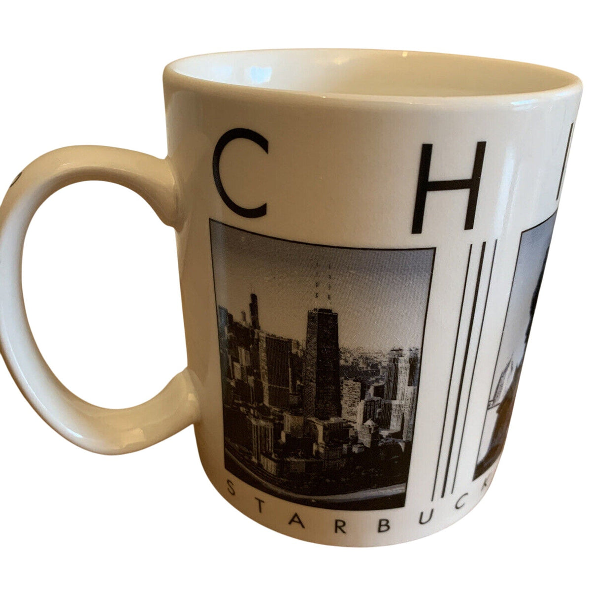 Starbucks 2003 CHICAGO City Scenes Barista 14oz coffee mug set - Qty 2