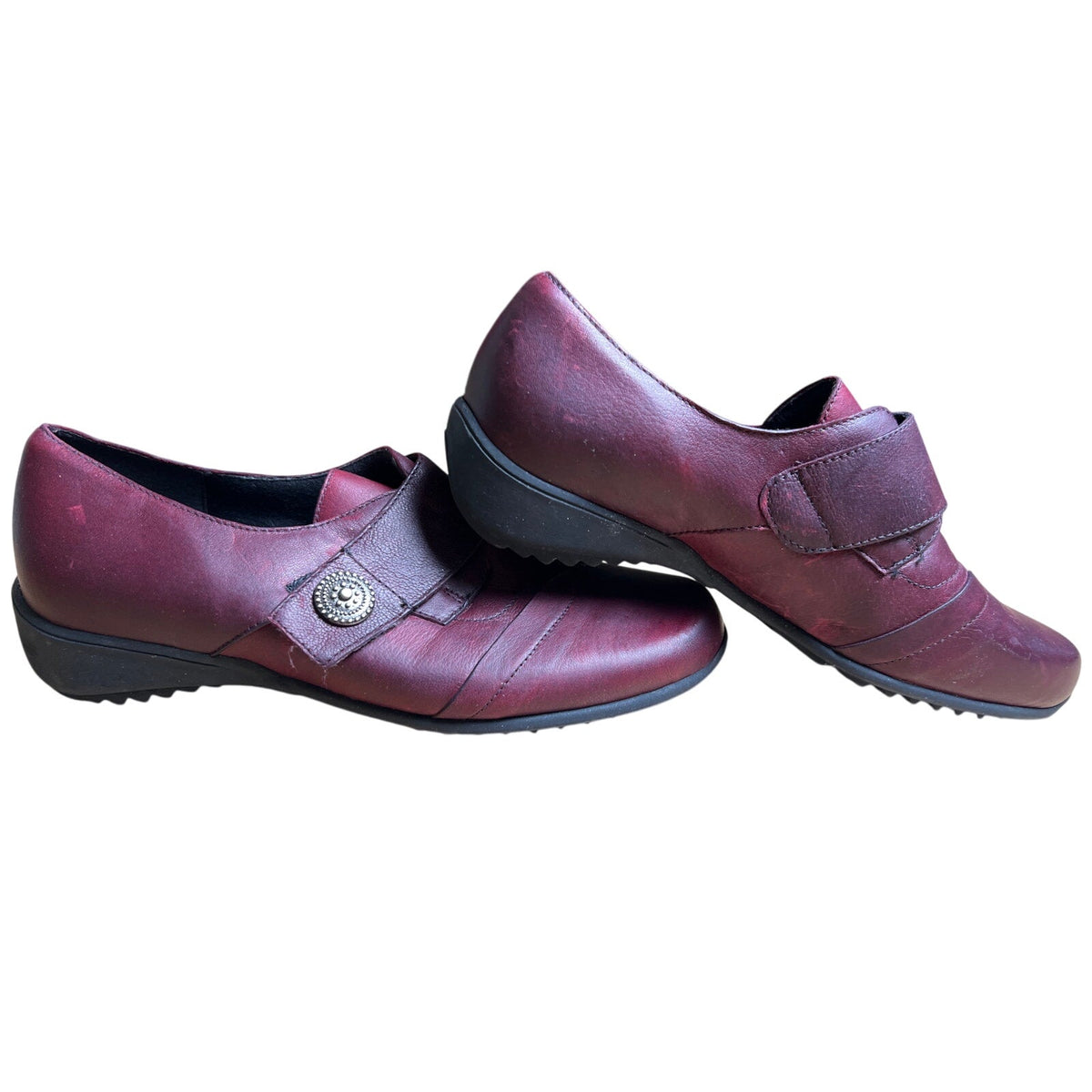 Munro American SZ 7.5W Burgundy Leather Loafer Comfort Walking Shoes