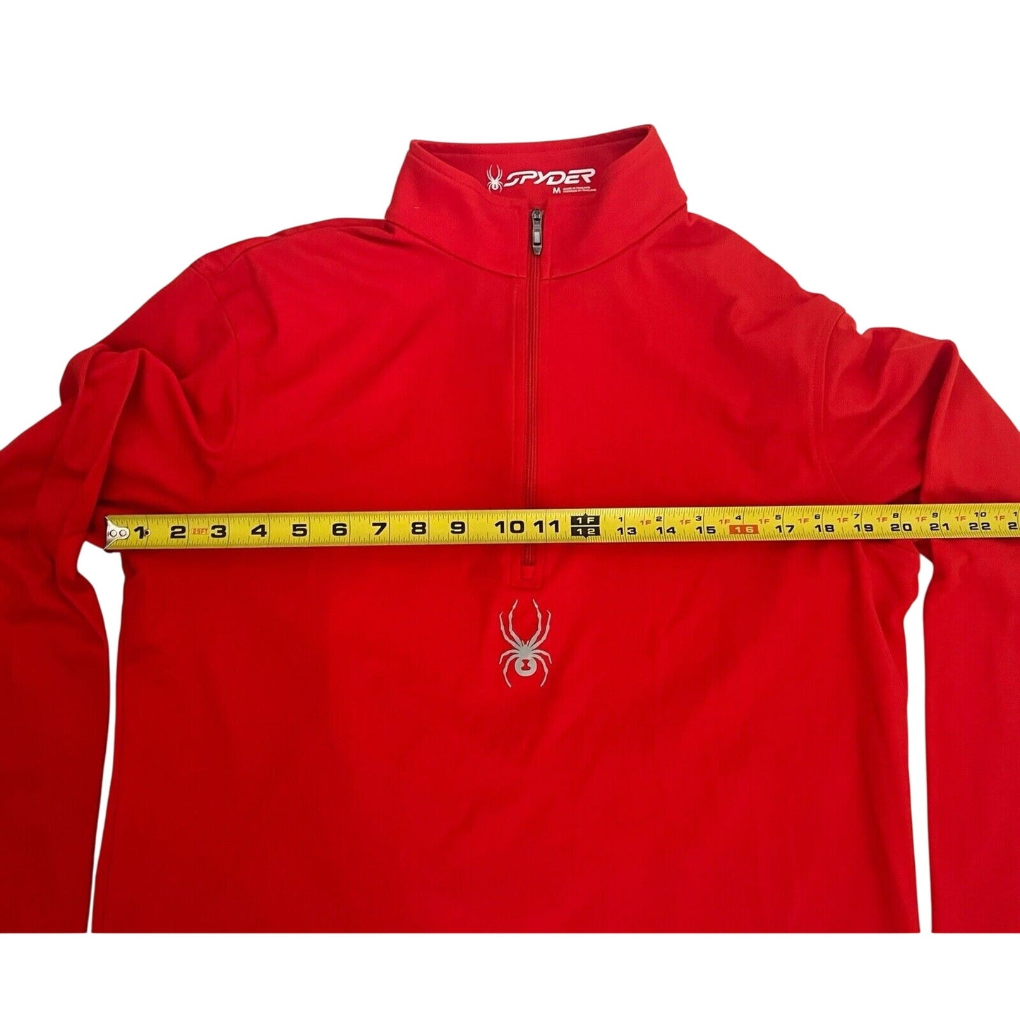 Spyder Mens Quarter Zip Short Jumper Medium Solid Red Pullover Long Sleeve