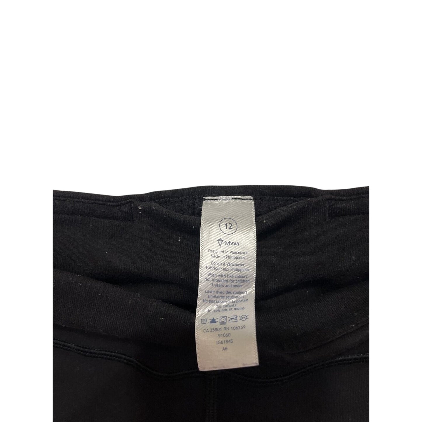 IVIVVA Athletica Girls black reversible full length stretch leggings size 12 EUC