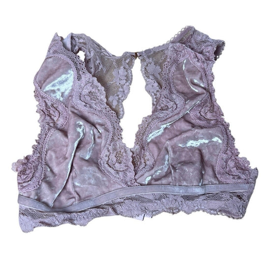 Victoria Secret Womens M Pink Lace Bralette Racerback Wireless Hook & Eye Back