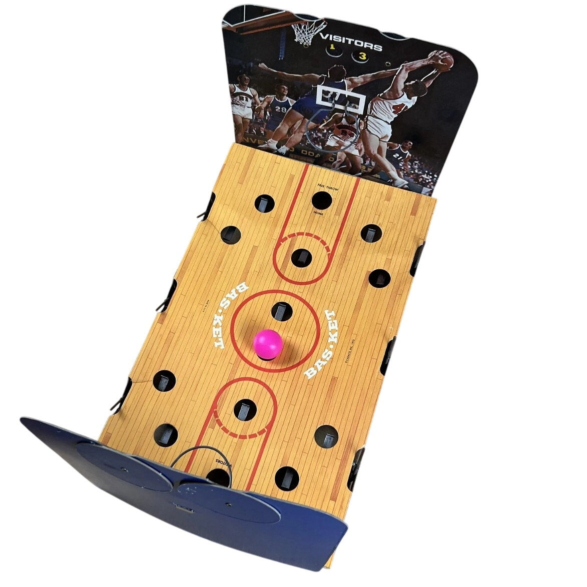 Bas-Ket Tabletop Basketball Game Cardboard Backboard Pink Ball Included