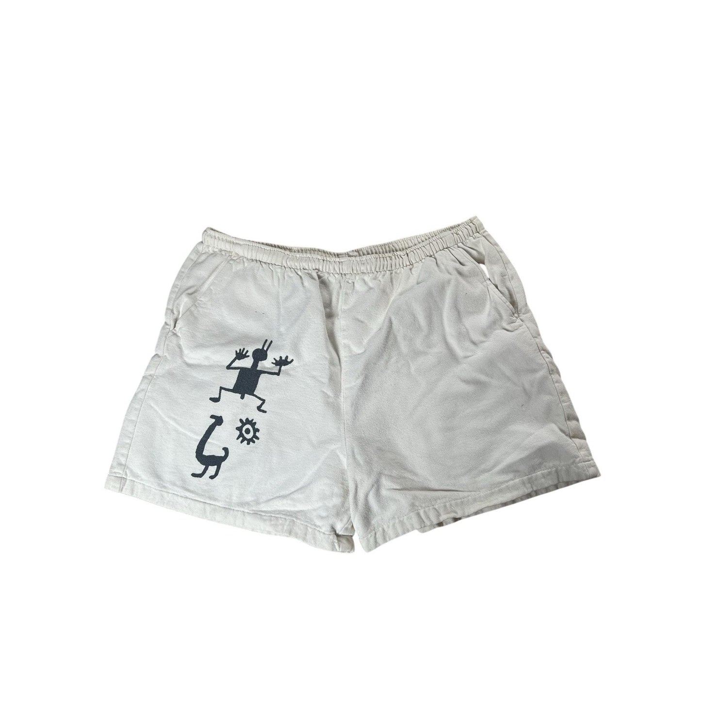 WEK Shorts Teens 31 White Sweat Fleece Elastic Waist Pockets Relaxed Fit